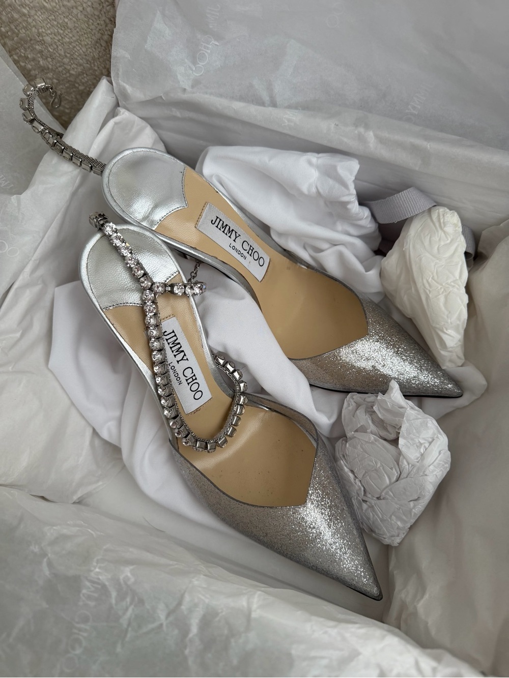 Jimmy Choo Saeda 100 Silver - Picture 2 of 7